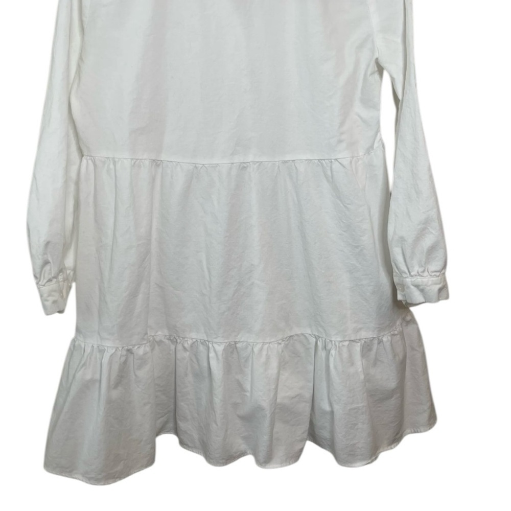 Zara White Button Down Tiered Ling Sleeve Mini Dress 100% Cotton Size XS - Picture 5 of 14